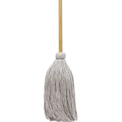 Sale #20 White Cotton Head 50 in. Wood Handle Cotton Deck Mop (12/Carton) Cleaning & Janitorial Supplies