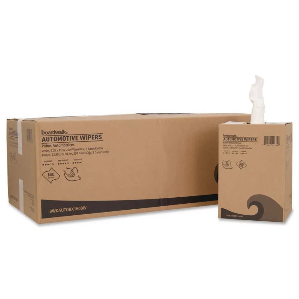 10.63 x 20.47 Automotive Wipers - Unscented/White (8/Carton) Cleaning & Janitorial Supplies