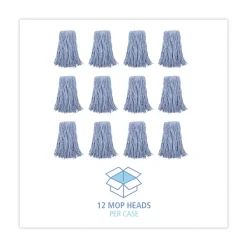 BWK2024B #24 Cotton/Synthetic Fiber Cut-End Standard Mop Head - Blue (12/Carton) Cleaning & Janitorial Supplies