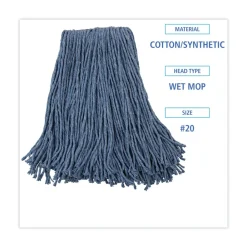 Outlet BWK2020B #20 Cut-End Cotton/Synthetic Fiber Standard Mop Head - Blue (12/Carton) Cleaning & Janitorial Supplies