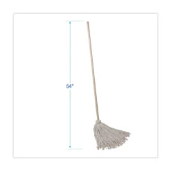 New BWK124C 24 oz. Cotton Fiber Head Deck Mop with 54 in. Wooden Handle (6/Pack) Cleaning & Janitorial Supplies