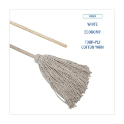 New BWK124C 24 oz. Cotton Fiber Head Deck Mop with 54 in. Wooden Handle (6/Pack) Cleaning & Janitorial Supplies