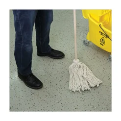 New BWK124C 24 oz. Cotton Fiber Head Deck Mop with 54 in. Wooden Handle (6/Pack) Cleaning & Janitorial Supplies