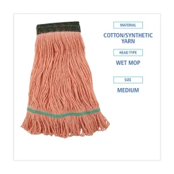 Clearance BWK502OR 5 in. Super Loop Cotton/Synthetic Fiber Wet Mop Head - Medium, Orange (12/Carton) Cleaning & Janitorial Supplies