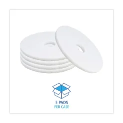 BWK4016WHI 16 in. Diameter Polishing Floor Pads - White (5/Carton) Cleaning & Janitorial Supplies