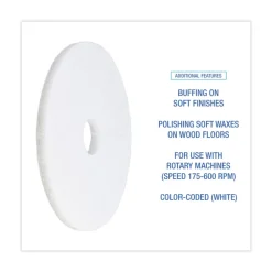 BWK4016WHI 16 in. Diameter Polishing Floor Pads - White (5/Carton) Cleaning & Janitorial Supplies