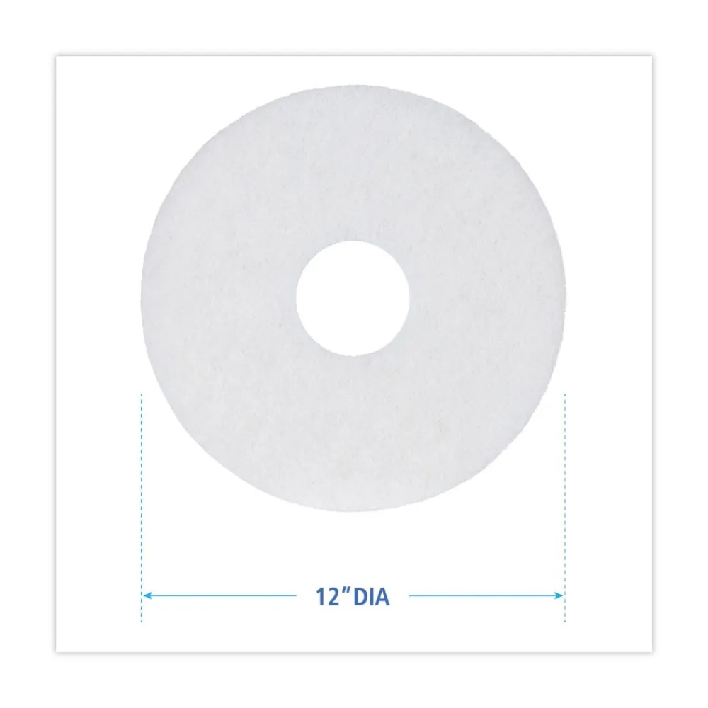 Best BWK4012WHI 12 in. Diameter Polishing Floor Pads - White (5/Carton) Cleaning & Janitorial Supplies