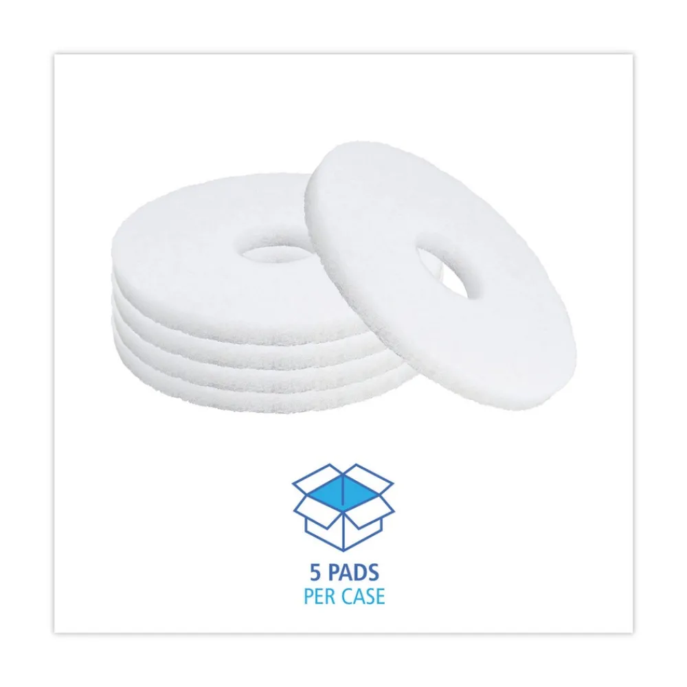 Best BWK4012WHI 12 in. Diameter Polishing Floor Pads - White (5/Carton) Cleaning & Janitorial Supplies