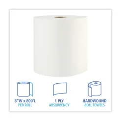 Clearance BWK35XTRA 1-Ply 8 in. x 800 ft. Xtra Roll Towels - White (6 Rolls/Carton) Paper & Dispensers