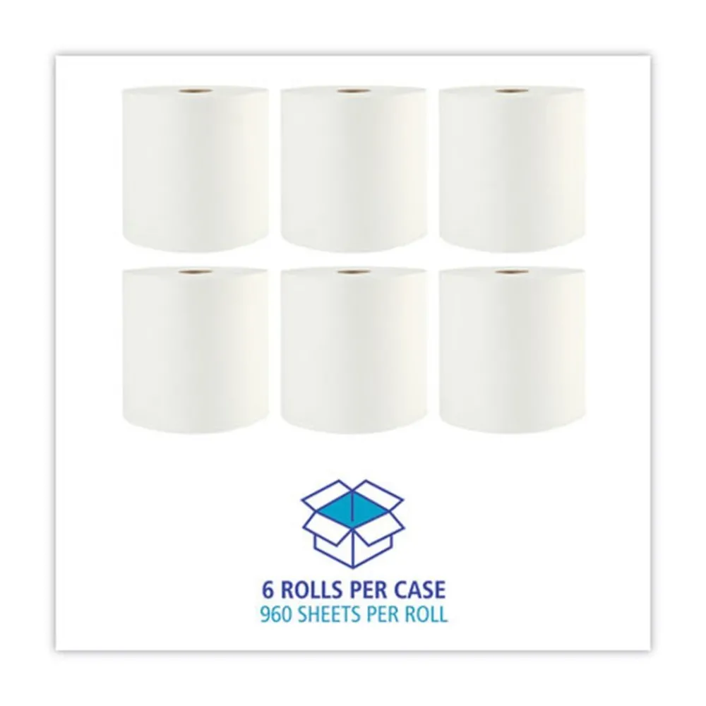 Clearance BWK35XTRA 1-Ply 8 in. x 800 ft. Xtra Roll Towels - White (6 Rolls/Carton) Paper & Dispensers