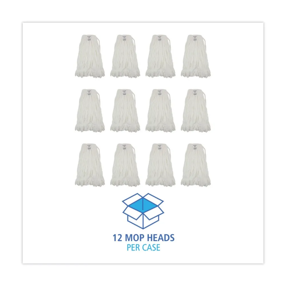 Sale Enviro Clean Looped Mop Head With Tailband - Large, White (12/Carton) Cleaning & Janitorial Supplies