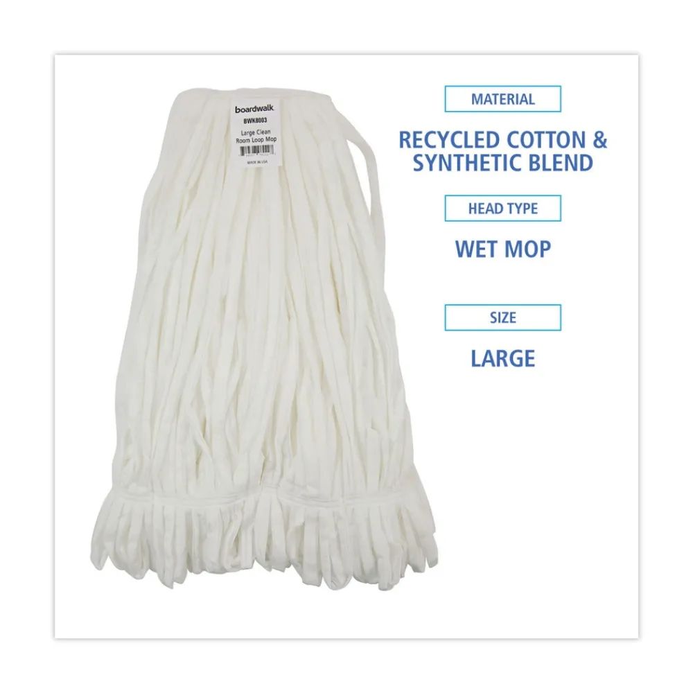 Sale Enviro Clean Looped Mop Head With Tailband - Large, White (12/Carton) Cleaning & Janitorial Supplies
