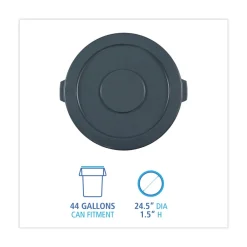 Best Flat-Top Round Lids for 44 Gallon Waste Receptacles - Gray Trash & Waste Bins