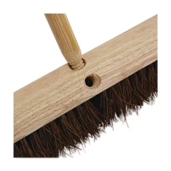 Heavy-Duty Threaded End Lacquered Hardwood 1.13 in. Diameter x 60 in. Broom Handle - Natural Cleaning & Janitorial Supplies