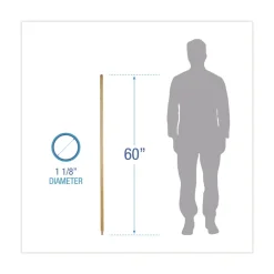 Heavy-Duty Threaded End Lacquered Hardwood 1.13 in. Diameter x 60 in. Broom Handle - Natural Cleaning & Janitorial Supplies