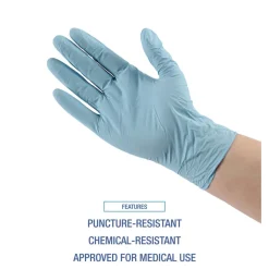 382LBXA 5 mil 9.5 in. Long Powder-Free Disposable Examination Nitrile Gloves - Large, Blue (100/Box) Cleaning & Janitorial Supplies