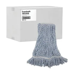 Hot Narrow Floor Finish Rayon/Polyester Mop Head - Medium, White/Blue (12/Carton) Cleaning & Janitorial Supplies