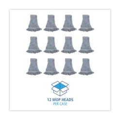 Hot Narrow Floor Finish Rayon/Polyester Mop Head - Medium, White/Blue (12/Carton) Cleaning & Janitorial Supplies