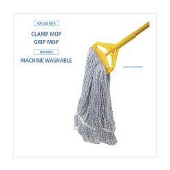 Hot Narrow Floor Finish Rayon/Polyester Mop Head - Medium, White/Blue (12/Carton) Cleaning & Janitorial Supplies