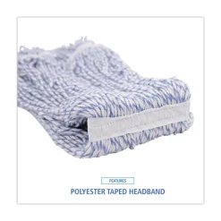 Hot Narrow Floor Finish Rayon/Polyester Mop Head - Large, White/Blue (12/Carton) Cleaning & Janitorial Supplies