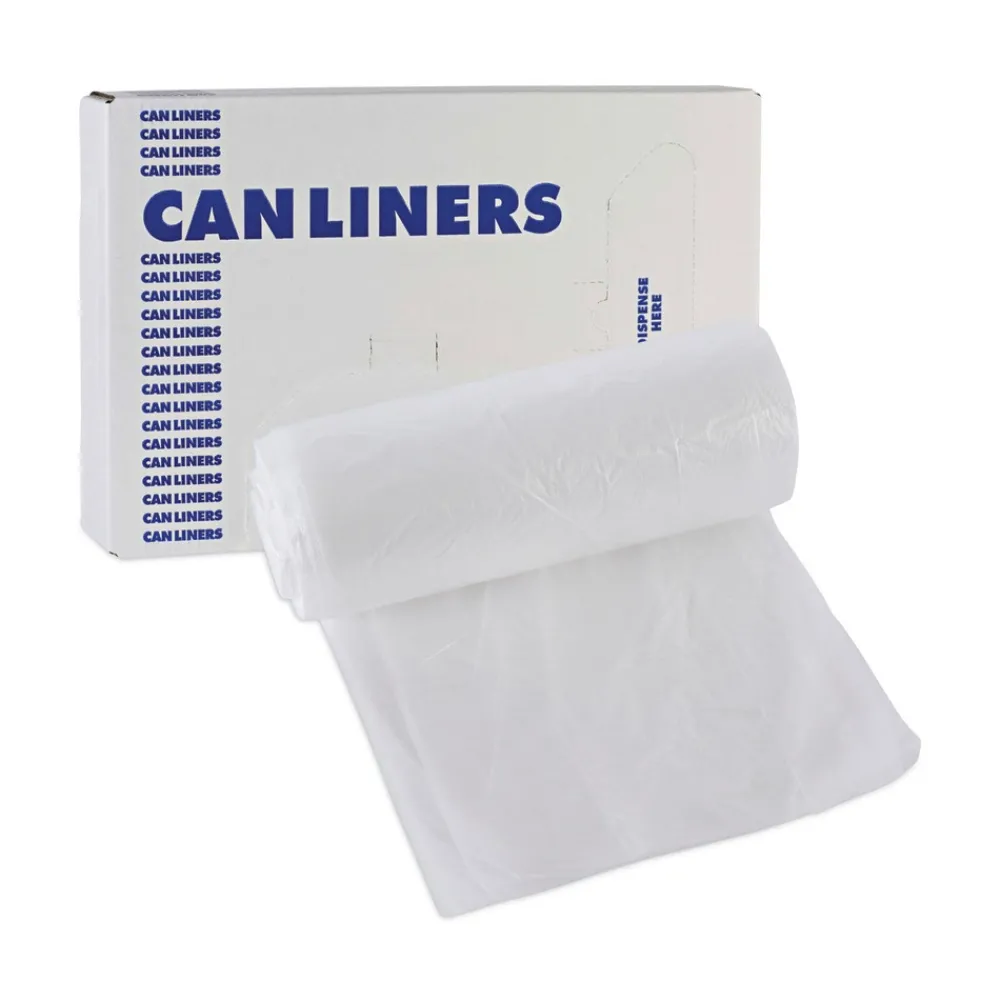 Online 1000-Piece/Carton High-Density 10-Gallon 6-Micron 24 in. x 23 in. Can Liners - Natural Trash & Waste Bins