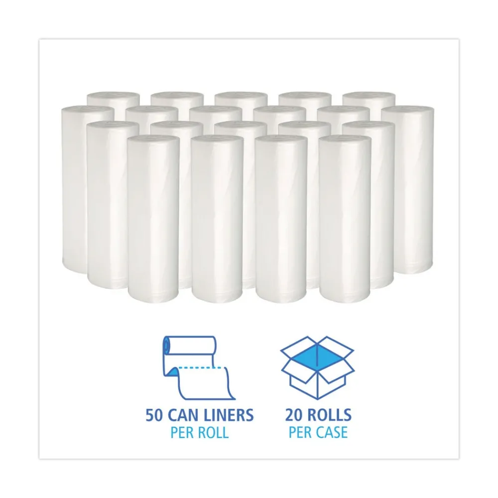 Online 1000-Piece/Carton High-Density 10-Gallon 6-Micron 24 in. x 23 in. Can Liners - Natural Trash & Waste Bins