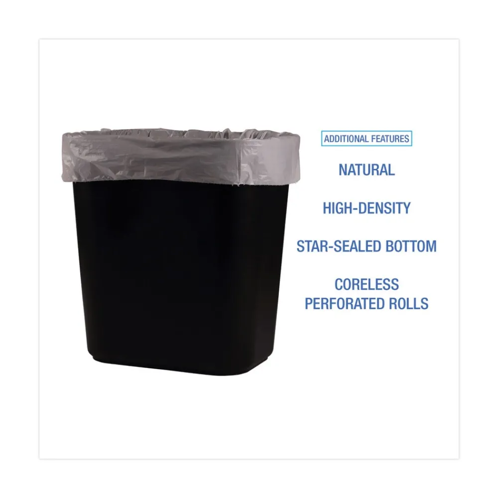 Online 1000-Piece/Carton High-Density 10-Gallon 6-Micron 24 in. x 23 in. Can Liners - Natural Trash & Waste Bins