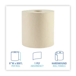 Best 1-Ply 8 in. x 800 ft. Green Xtra Roll Towels - Natural (6 Rolls/Carton) Paper & Dispensers
