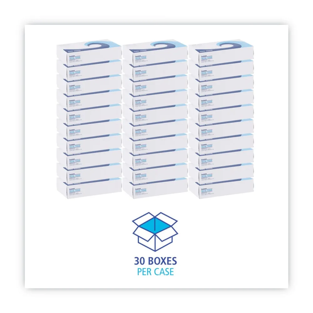 2-Ply Office Packs Facial Tissue Flat Box - White (30/Carton) Paper & Dispensers