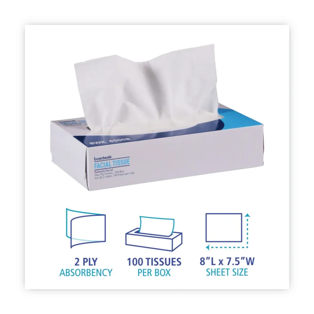 2-Ply Office Packs Facial Tissue Flat Box - White (30/Carton) Paper & Dispensers