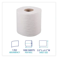 1-Ply Septic Safe Toilet Tissue - White (96/Carton) Paper & Dispensers|Cleaning & Janitorial Supplies