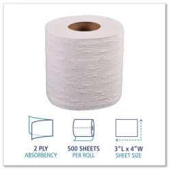 Online 2-Ply Standard Septic Safe 4 in. x 3 in. Toilet Tissue - White (96/Carton) Paper & Dispensers
