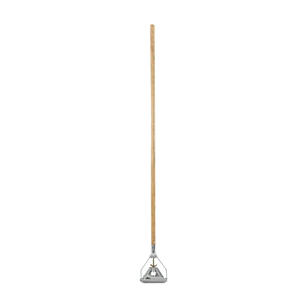 Outlet Quick Change 0.88 in. Diameter x 54 in. Metal Head Wooden Mop Handle - Junior, Natural Cleaning & Janitorial Supplies