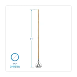 Outlet Quick Change 0.88 in. Diameter x 54 in. Metal Head Wooden Mop Handle - Junior, Natural Cleaning & Janitorial Supplies