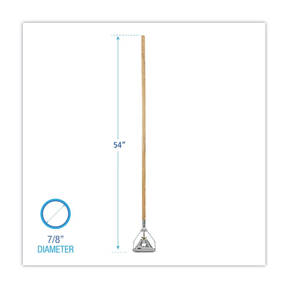 Outlet Quick Change 0.88 in. Diameter x 54 in. Metal Head Wooden Mop Handle - Junior, Natural Cleaning & Janitorial Supplies