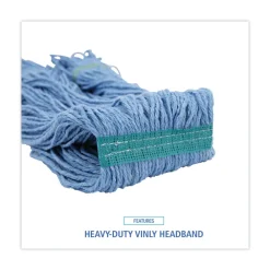 Outlet Super Loop Cotton/Synthetic Fiber Wet Mop Head with 1 in. Headband - Blue (12/Carton) Cleaning & Janitorial Supplies