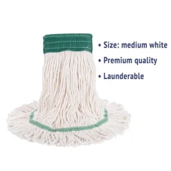 Outlet Super Loop Wet Mop Head with Cotton/Synthetic Fiber and 5 in. Headband - Medium, White (12/Carton) Cleaning & Janitorial Supplies