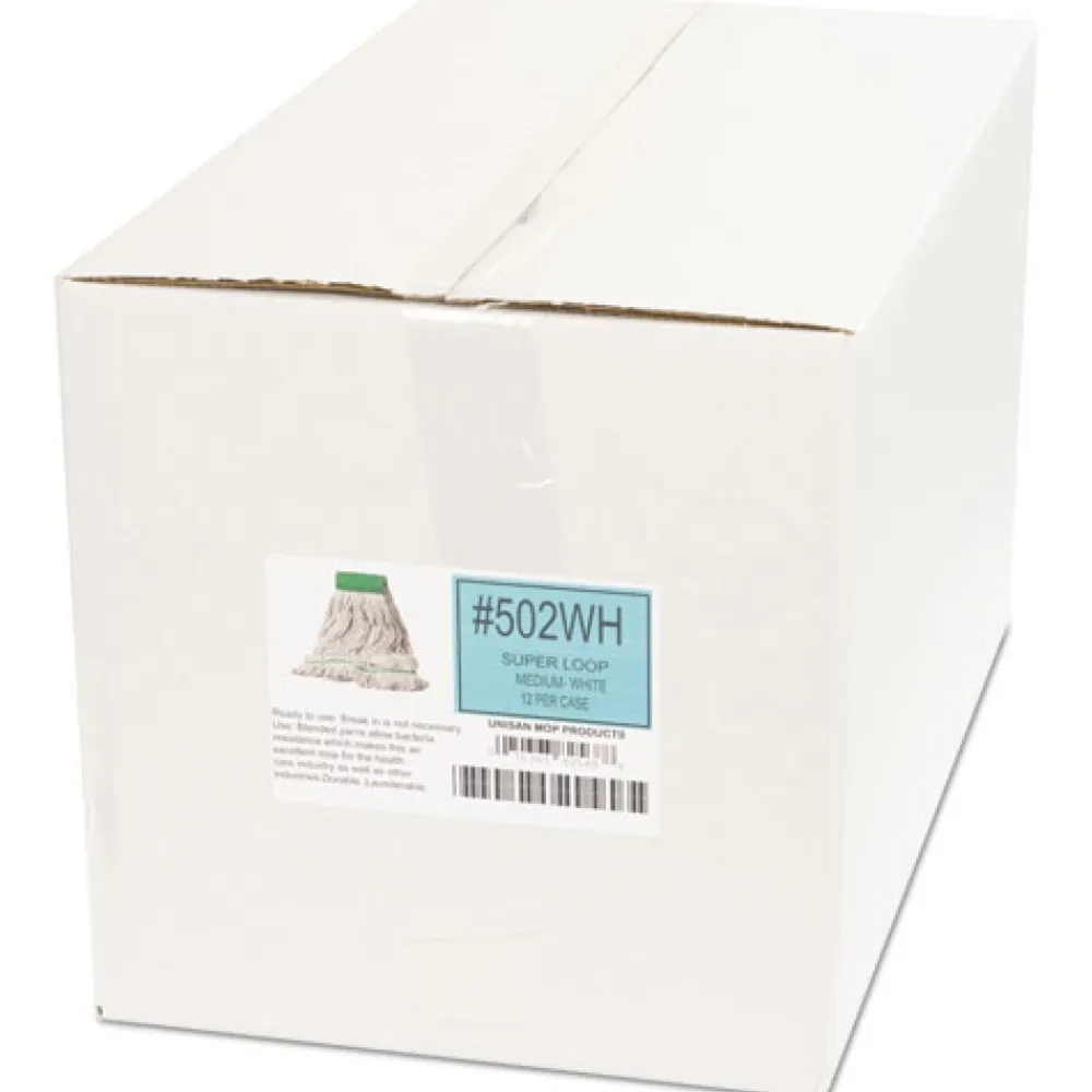 Outlet Super Loop Wet Mop Head with Cotton/Synthetic Fiber and 5 in. Headband - Medium, White (12/Carton) Cleaning & Janitorial Supplies