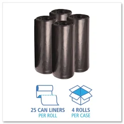 Hot X7658XKKR01 38 in. x 58 in. 60 gal. 1.6 mil Recycled Low-Density Polyethylene Can Liners - Black (100/Carton) Trash & Waste Bins