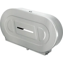 Online 20.81 in. x 5.31 in. x 11.38 in. Jumbo Toilet Tissue 2 Roll Dispenser - Satin-Finish Stainless Steel Cleaning & Janitorial Supplies