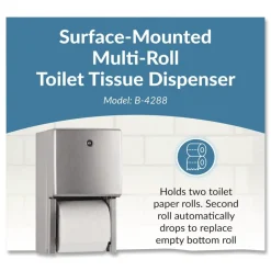 Outlet ConturaSeries 6.08 in. x 5.94 in. x 11 in. Two-Roll Tissue Dispenser - Stainless Steel Cleaning & Janitorial Supplies