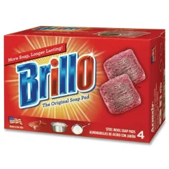 Outlet 2.5 in. x 3 in. Steel Wool Soap Pads - Gray/Pink (12/Carton) Cleaning & Janitorial Supplies