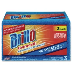Sale Estracell 4.5 in. x 2.75 in. No-Scratch Kitchen Sponges - Blue (8/Carton) Cleaning & Janitorial Supplies