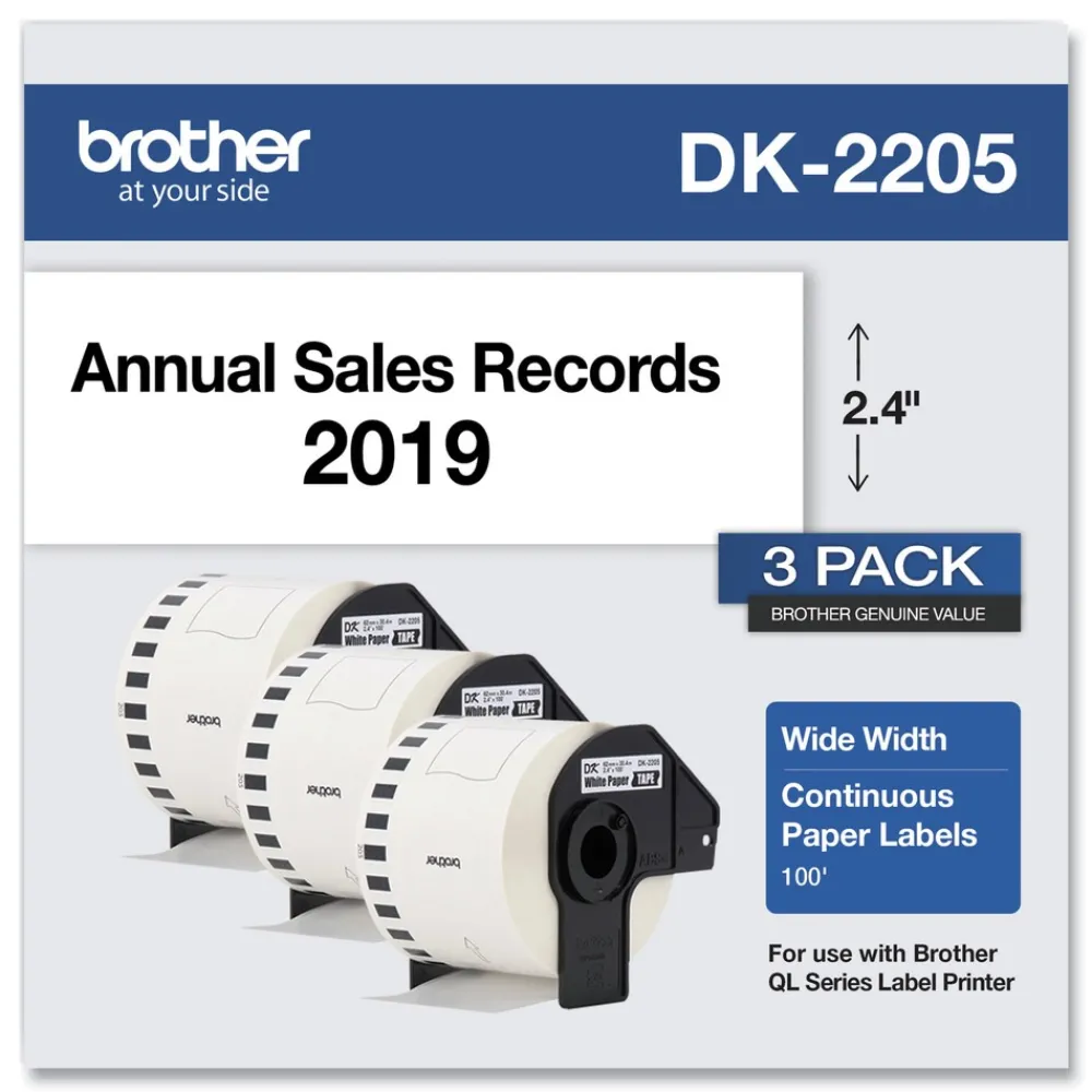 Best 2.4 in. x 100 ft. Continuous Paper Label Tape - White (3/Pack) Labels & Label Makers