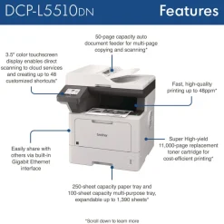 Best DCP-L5510DN Business Laser AIO Printer Copy Print Scan Office Electronics & Batteries