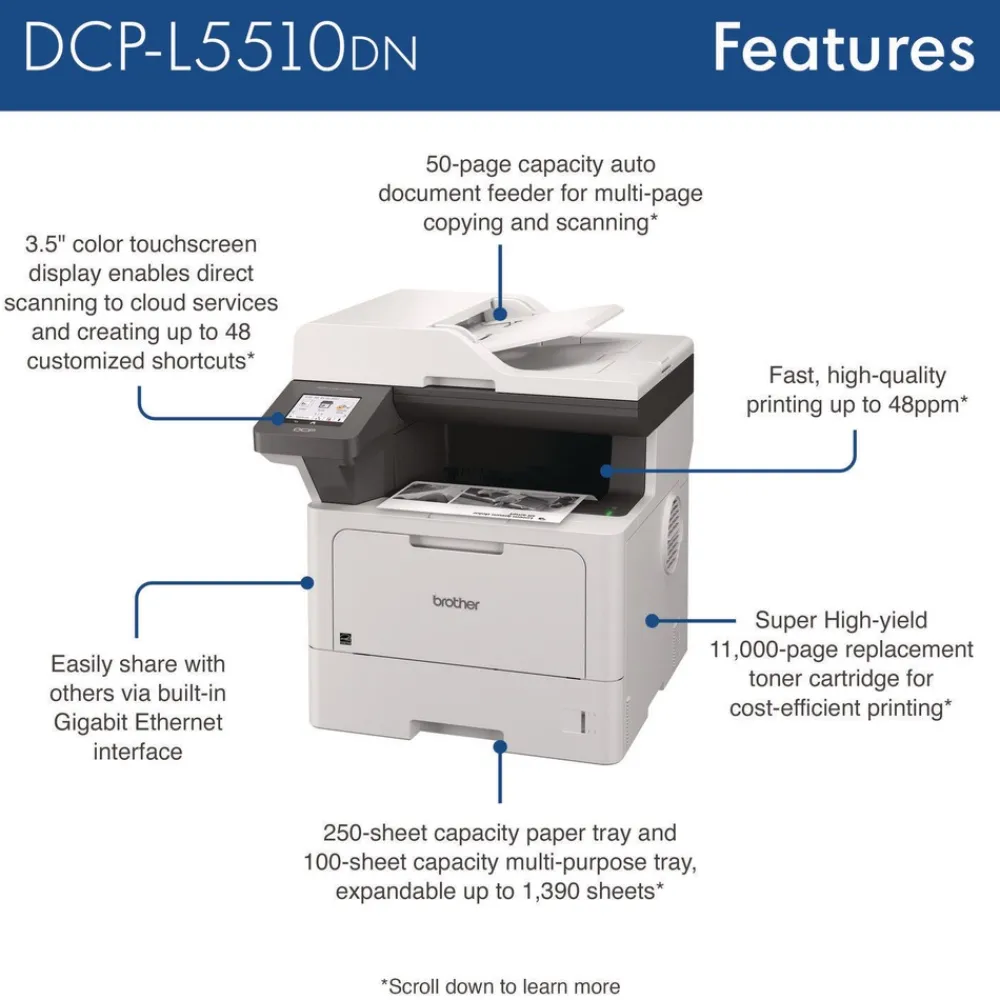 Best DCP-L5510DN Business Laser AIO Printer Copy Print Scan Office Electronics & Batteries