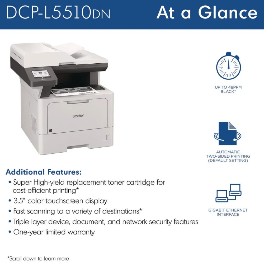 Best DCP-L5510DN Business Laser AIO Printer Copy Print Scan Office Electronics & Batteries