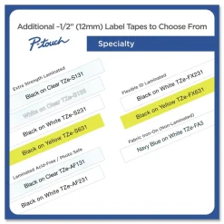 Discount 0.5 in. TZe Series Standard Adhesive Laminated Labeling Tape - Black on White (4/Pack) Tapes & Adhesives