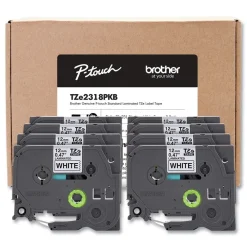 Discount 0.5 in. TZe Series Standard Adhesive Laminated Labeling Tape - Black on White (8/Pack) Tapes & Adhesives