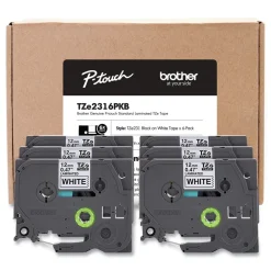 Outlet 0.5 in. TZe Series Standard Adhesive Laminated Labeling Tape - Black on White (6/Pack) Tapes & Adhesives